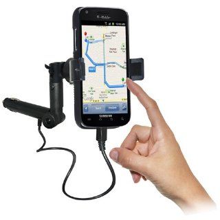 Amzer Lighter Socket Phone Car Mount with Charging and Case System for Samsung Galaxy S II SGH T989   Retail Packaging   Black: Cell Phones & Accessories