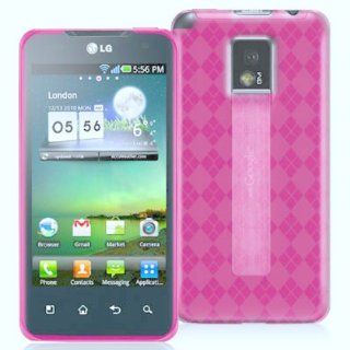 Powder Pink Argyle Flexible TPU Cover Skin Phone Case For LG Optimus G2X P990  : Cell Phones & Accessories