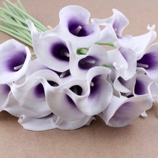 Shop Nsstar Calla Lily Bridal Wedding Bouquet Latex Real Touch Flower Bouquets (10pcs (White Flower+Purple core)) at the  Home Dcor Store. Find the latest styles with the lowest prices from NSSTAR
