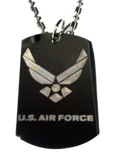 United States of America AIR Force USAF Logo   Military Dog Tag Luggage Tag Key Chain Metal Chain Necklace: Pet Supplies