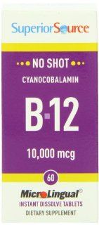 Superior Source No Shot Vitamin B12 Tablet, 10,000 mcg, 60 Count: Health & Personal Care