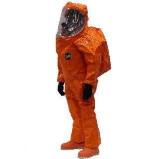 Kappler Zytron 500 Chemical Protection Expanded Back HazMat Front Entry Coverall with Hood and Sock Boots, Disposable, Orange, Large   X Large, (Pack of 1): Industrial & Scientific
