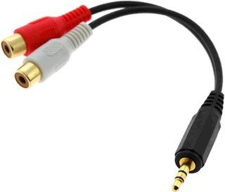C&E 6Inch 3.5mm Stereo Male to 2 RCA Female Cable, Gold Plated (Red & White): Electronics