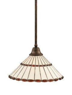 Toltec Lighting 26 BRZ 974 Stem Pendant Light Bronze Finish with Honey Glass and Amber Brown Jewels Tiffany Glass, 16 Inch   Ceiling Pendant Fixtures  