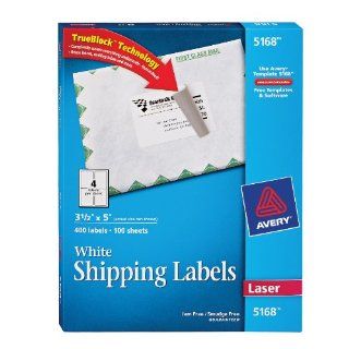 Avery Shipping Labels for Laser Printers with TrueBlock Technology, 3.5 x 5 Inches, White, Box of 400 (05168) : Office Products
