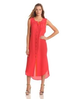Twelfth Street by Cynthia Vincent Women's Maxi Shirt Dress, Watermelon/Orange, Petite at  Womens Clothing store: Shirtdress Women