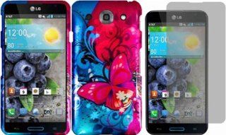 For LG Optimus G Pro E980 Hard Design Cover Case Butterfly Bliss + LCD Screen Protector Cell Phones & Accessories