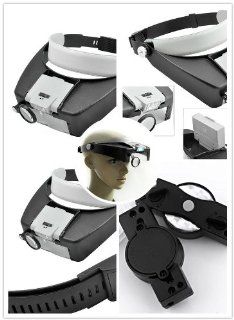 10x Lighted Magnifying Glass Headset Dual LED Head Headband Magnifier Loupe Hot Easy to wear Magnified Visor for Watch, Jewelry Repair, Arts & Crafts or As General Reading Aid : Dentist Magnifying Glasses : Office Products