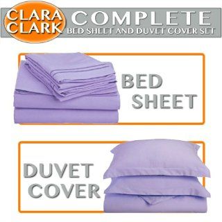 Clara Clark Complete 7 Piece Bed Sheet and Duvet Cover Set, King Size, Lavender   Black Bed Covers