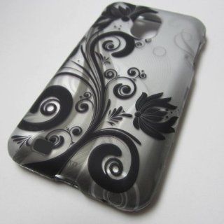 RUBBERIZES HARD PHONE CASES COVERS SKINS SNAP ON FACEPLATE PROTECTOR FOR SAMSUNG GALAXY S II/2 SII S2 EPIC TOUCH 4G SPH D710 SPRINT BOOST MOBILE /OR SCH R760 U.S. Cellular OR SCH R760X CDMA ALLTEL BLACK VINE ON SILVER (WHOLESALE PRICE): Cell Phones & A