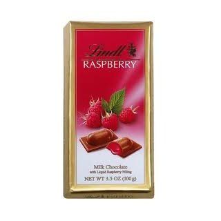 Lindt Bar (Milk Chocolate Filled with Tart Raspberry Filling)   Pack of 4 : Candy And Chocolate Bars : Grocery & Gourmet Food