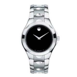 Mens Movado Luno Stainless Steel Watch with Black Dial (Model