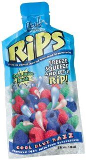Cool Tropics RIPS Pouch Packs   Cool Blue Razz 100% Juice Slush, 5 Ounce Pouches (Pack of 20) : Grocery & Gourmet Food