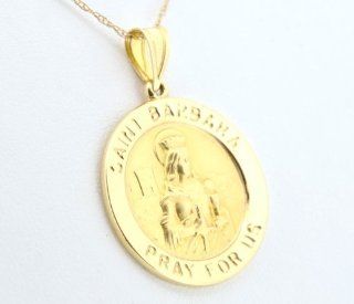 14K Yellow Gold Saint Barbara Pray For Us Charm: Jewelry