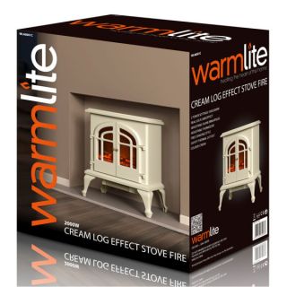 Warmlite 2000W Log Effect Stove Fire   Cream      Homeware