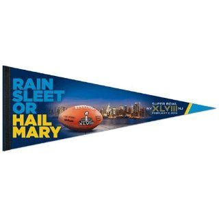 NFL 2014 Super Bowl XLVIII NY/NJ "Rain Sleet or Hail Mary" Premium Pennant 12" x 30"  Sporting Goods  Sports & Outdoors