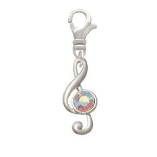 Medium Clef with AB Crystal Clip On Charm [Jewelry] Delight Jewelry: Clasp Style Charms: Jewelry
