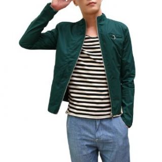 Allegra K Mens Stylish Stand Collar Long Sleeve Zip Up Slant Pockets Jacket at  Mens Clothing store