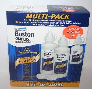 Bausch & Lombe: Boston Simplus Multi Action Solution.  2 3.5 ounce bottles + 1 1 ounce travel bottle and Boston Contact Lens Case: Health & Personal Care