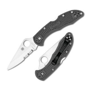Spyderco Delica 4 Wave Knife with Gray FRN Handle, ComboEdge: Home Improvement