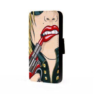 Punk Rock Red Lipstick   Samsung Galaxy S4 Trifold Wallet Case Cell Phones & Accessories