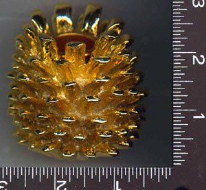 :, 11, Gold, PINECONE, CANDLE, HOLDERS, Resin, PINE CONE HOLDER, about, 9" AROUND, 3." ACROSS, 2.5" TALL, CUP, about, .75" acrost, 3/4" DEEP, for, TAPERED, CANDLES, : Candle Holder Sets : Everything Else