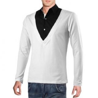 Man Fake Two Pieces Design Long Sleeve Point Collar Fashion Shirt at  Mens Clothing store