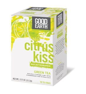 Good Earth Citrus Kiss Decaffeinated Green Tea, 18 Count Tea Bags (Pack of 6) : Grocery Tea Sampler : Grocery & Gourmet Food
