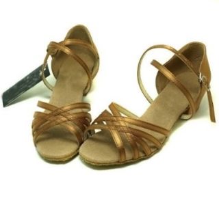 Colorfulworldstore Five classic bronze with satin of Child Girls Latin Dance Shoes Bronze(EU28~EU35) Shoes