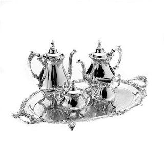 Wallace Silverplated Holloware Grand Baroque 5 Piece Coffee and Tea Service: Kitchen & Dining