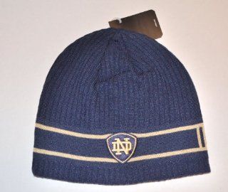 Notre Dame Fighting Irish Blue Ribbed Adidas Striped Skull Cap   NCAA Cuffless Beanie Hat : Sports Fan Beanies : Sports & Outdoors