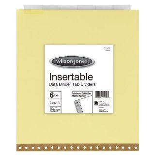 Wilson Jones Insertable Dividers for Data Binders, 6 Tab Set, Clear Tabs on Buff Paper, 9 1/2" x 11" (W53200) : Binder Index Dividers : Office Products