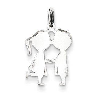 Sterling Silver Engraveable Boy/Girl Disc Charm 16mmx13mm: Pendants: Jewelry