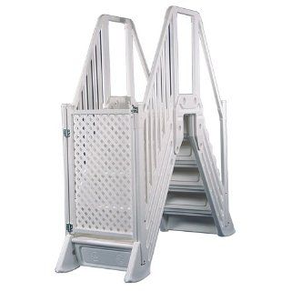 Vinyl Works Bridge Above Ground Pool Step System with Gate : Swimming Pool Ladders : Patio, Lawn & Garden