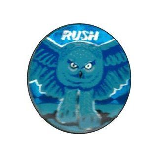 Rush   Fly By Night   Owl with Logo Above in Blue Tones   Enamel Pin / Button: Clothing
