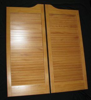 Pre Stained (ready to install) Cafe Doors Louvered pre fit for 36" finished opening (24, 30 and 32" sizes also available) : ProLamen Anti Warp : Saloon Western Swinging Style Wood Bar Door    