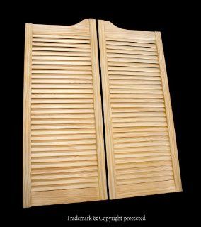 Pine Cafe Doors Louvered pre fit for 34" finished opening (24, 28, 29, 30, 31, 32, 35 and 36" sizes also available) : ProLamen Anti Warp : Saloon Western Swinging Style Wood Bar Door    