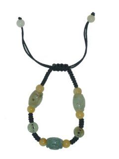 A Symbolic Character That Brings Smooth Sailing Through the Path of Life   3 Lu Lu Tong Added with Honey Jade Beads to Formulate This Jade Bracelet Made with Black Cord: Jewelry