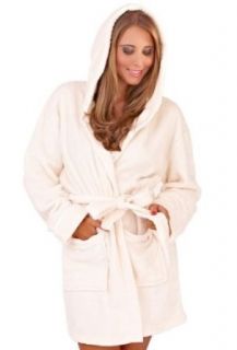 Womens Luxury Soft Snuggle Hooded Short Bath Robe at  Womens Clothing store: Lora Dora