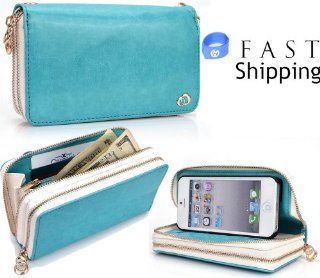 Apple iPhone 5 (Compatible with AT&T Verizon Sprint) RunWay by KROO Woman's Wristlet Built in Stand Wallet   Turquoise: Computers & Accessories