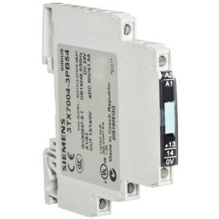 Siemens 3TX7004 3PB54 Interface Relay, Narrow Design, Output Interface With Semiconductor Output, Screw Terminal, 1 NO Contact, 6.2mm Width, 1.5A Max Switching Current, 30VDC Switching Voltage, Short Circuit Proof Short Time Load Capacity: Din Mount Relays
