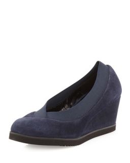 Blair Suede Wedge, Navy   Andre Assous