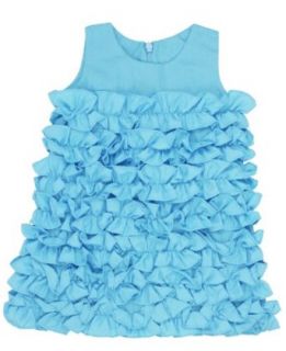 RuffleButts Baby Girl Ocean Blue Woven Sleeveless Ruffle Dress: RuffleButts: Clothing
