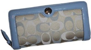 Coach Signature Gallery 3 Color Optic Zip Around Wallet 46450 Light Blue Multi: Shoes