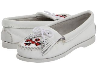 Minnetonka Thunderbird Smooth Leather Boat Sole Womens Shoes (White)