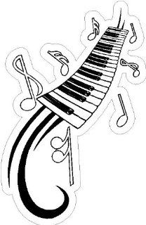 4" wide Music Keyboard Tattoo. Printed vinyl decal sticker for any smooth surface such as windows bumpers laptops or any smooth surface.: Everything Else