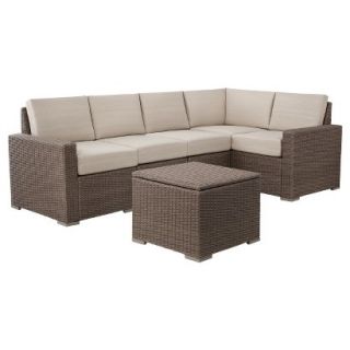 Outdoor Patio Furniture Set: Threshold 6 Piece Tan Wicker Sectional,