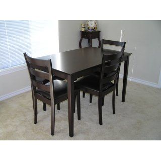 Coaster 5pc Dining Table, Chairs & Bench Set Cappuccino Finish: Home & Kitchen