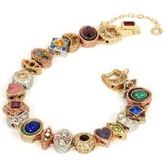 Sweet Romance, Ollipop, Designer Canterbury Slide Bracelet. Length: 7 1/4 Width: 1/2" Safety Chain Attached. During the Victorian Era, Slide Bracelets Were Made From Old Keepsake Jewelry Parts, Stickpin Heads, Rings, Small Pins and Buttons. They Becam