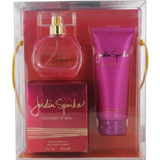 BECAUSE OF YOU JORDIN SPARKS by Jordin Sparks Gift Set for WOMEN EAU DE PARFUM SPRAY 2.5 OZ & BODY LOTION 3.4 OZ  Fragrance Sets  Beauty